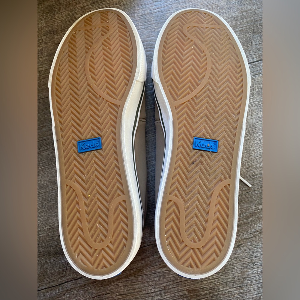 Keds Taupe Sneakers with White Soles & Gold Accents - Picture 8 of 9